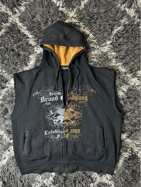 Vintage 90s Paco Denim Jeans Co Sleeveless Hoodie Vest Graphic Mens XL